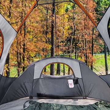 Amazon Basics Dome Camping Tent, 8 Person, Orange/Grey