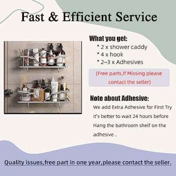 FLCITY Shower Caddy with 4 Hooks, 2pcs No Drilling Self Adhesive Shower Organizer Shelf, Stainless Steel Shower Shelf, Rustproof Shower Rack for Bathroom Kitchen Storage（Sweet Heart,Pink）