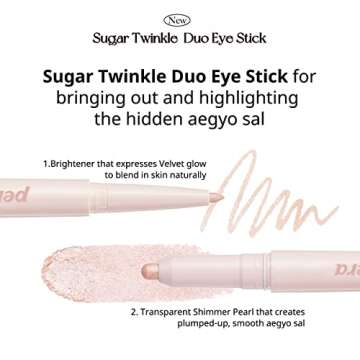 Peripera SUGAR TWINKLE DUO EYE SHADOW STICK (01 DEWY NUDE) - Shimmer, Highlighter, Convenient Eye Shadow Cream