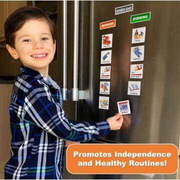 Kids Visual Schedule Magnets and Headings: SchKIDules 93Pc Home Collection for Daily Routines, Chore...