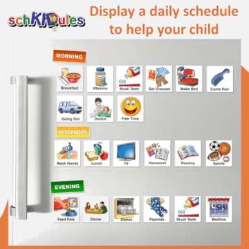 Kids Visual Schedule Magnets and Headings: SchKIDules 93Pc Home Collection for Daily Routines, Chores, Executive Functioning, Behavioral Supports, Communication-Good for Toddlers, ADHD, Autism
