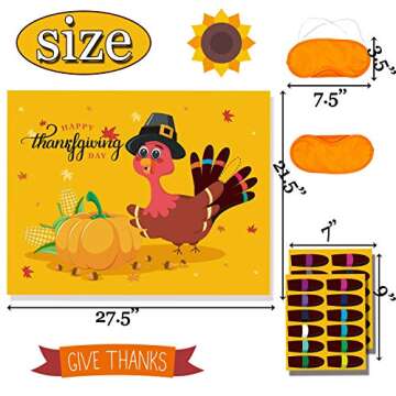 Funnlot Thanksgiving Party Games: Kids' Games, Pin The Tail on The Turkey, Party Decor & Activities