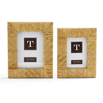 Elegant Rattan Hand-Crafted Photo Frames Set of 2