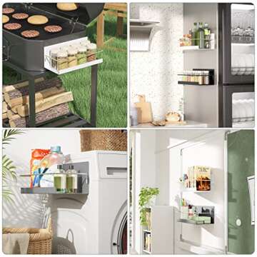 SZQINJI Magnetic Spice Rack Organizer Set of 2, Strong Magnetic Shelf for Refrigerator Space Saving ...