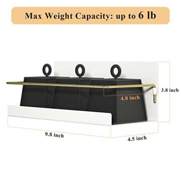 SZQINJI Magnetic Spice Rack Organizer Set of 2, Strong Magnetic Shelf for Refrigerator Space Saving Kitchen Organization, Metal Fridge Shelves for Holding Spices, Jars, Bottle, White