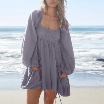 Chic Shiyifa Women's Mini Dress with Pockets for Summer