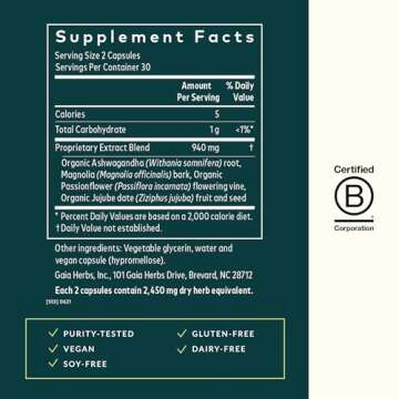 Gaia Herbs SleepThru - Natural Sleep Support Supplement with Organic Ashwagandha Root, Organic Magno...