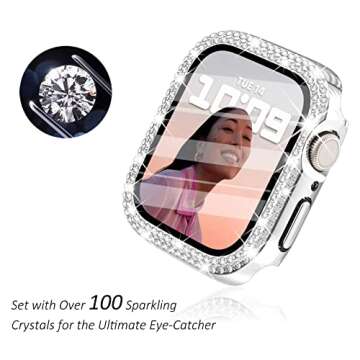 Surace Apple Watch 42mm Series 3/2/1 Case with Tempered Glass Screen Protector, Bling Diamond Overal...