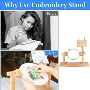 SolidGnik Embroidery Stand - Adjustable Hoop Holder with Kit & Hoops