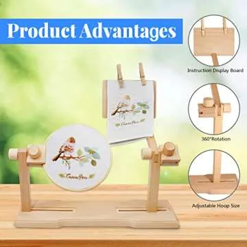 SolidGnik Adjustable Embroidery Stand with Hoops & Kit