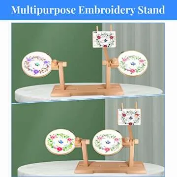 SolidGnik Adjustable Embroidery Stand with Hoops & Kit