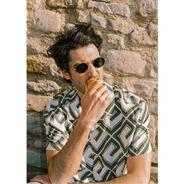 GIFIORE Oval Sunglasses Vintage Retro 90s Sunglasses Trendy Designer Glasses for Women Men (Gold Fra...