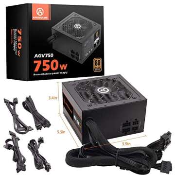 ARESGAME 750W Power Supply Semi Modular 80+ Bronze PSU
