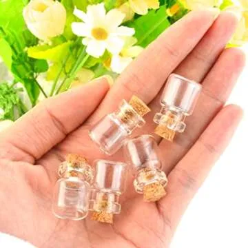 Marrywindix 50 Pcs 1ml-extra Mini Tiny Clear Glass Jars Bottles with Cork Stoppers, Glass Bottles for DIY, Arts & Crafts, Projects, Decoration, Party Favors