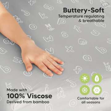 Pack and Play Sheets Fitted, 2-Pack Mini Crib Sheets - Pack N Play Sheets, Fitted Crib Sheet for Pack and Play Mattress, Playard Baby Crib Sheets, Crib Sheets Neutral for Boys, Girls (ABC Land)