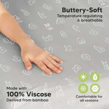 Pack and Play Sheets Fitted, 2-Pack Mini Crib Sheets - Pack N Play Sheets, Fitted Crib Sheet for Pack and Play Mattress, Playard Baby Crib Sheets, Crib Sheets Neutral for Boys, Girls (ABC Land)