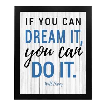 "Dream It, Do It!" Walt Disney Quote Wall Art Print - 8x10” Rustic Wooden Sign For Home Decor, Rustic Office D& Inspiration. Unframed