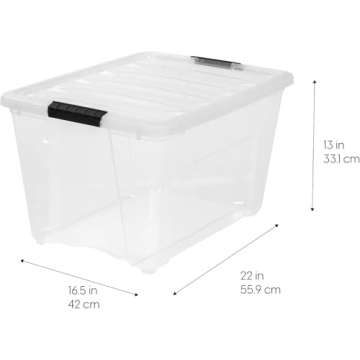 IRIS USA Stackable Plastic Storage Bins - 54 Quart Clear Min 6 Pack
