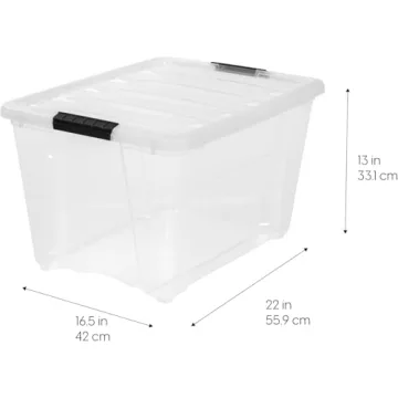 IRIS USA Stackable Plastic Storage Bins - 54 Quart Clear Min 6 Pack