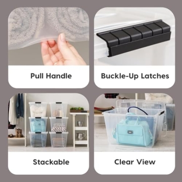 IRIS USA Stackable Plastic Storage Bins - 54 Quart Clear Min 6 Pack