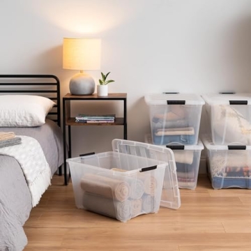 IRIS USA Stackable Plastic Storage Bins - 54 Quart Clear Min 6 Pack