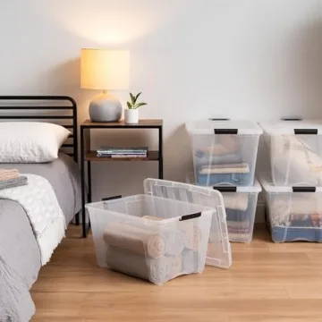 IRIS USA Stackable Plastic Storage Bins - 54 Quart Clear Min 6 Pack