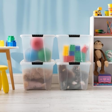 IRIS USA Stackable Plastic Storage Bins - 54 Quart Clear Min 6 Pack