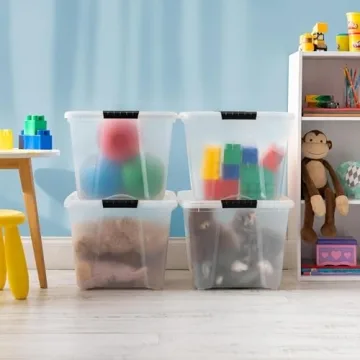 IRIS USA Stackable Plastic Storage Bins - 54 Quart Clear Min 6 Pack