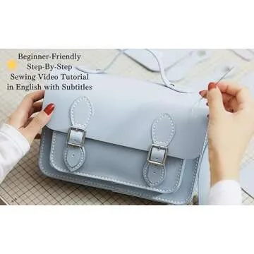 DIY Purse Bag Satchel Making Kit Cambridge Sewing Pattern Wallet PU Leather Material Craft Tool Set Handmade Handbag Shoulder Bag pdf Sew Knit Stitch Woman Girl Birthday Holiday Day Gift (2.Green)