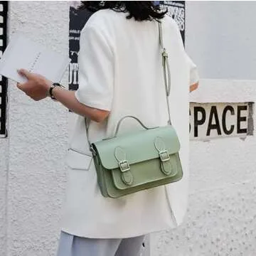 DIY Purse Bag Satchel Making Kit Cambridge Sewing Pattern Wallet PU Leather Material Craft Tool Set Handmade Handbag Shoulder Bag pdf Sew Knit Stitch Woman Girl Birthday Holiday Day Gift (2.Green)