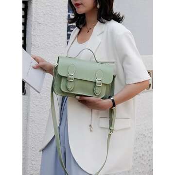 DIY Purse Bag Satchel Making Kit Cambridge Sewing Pattern Wallet PU Leather Material Craft Tool Set Handmade Handbag Shoulder Bag pdf Sew Knit Stitch Woman Girl Birthday Holiday Day Gift (2.Green)