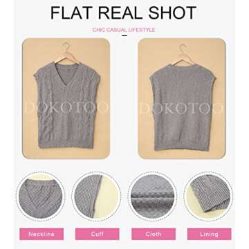 Dokotoo Sweater Vest Women Knitted V Neck Oversized Sweaters Sleeveless Knitwear Tank Tops