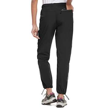 BALEAF Women's Hiking Pants Quick Dry Water Resistant Lightweight Joggers Pant for All Seasons Elastic Waist Black Size M