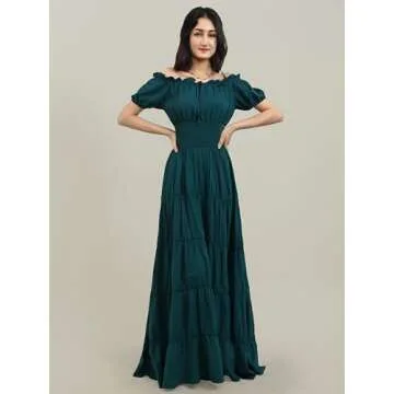 Zhitunemi Renaissance Costume Medieval Chemise Dress for Women - Deep Green 3XL