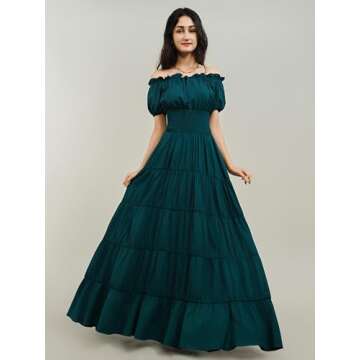 Zhitunemi Medieval Chemise Dress for Women in Deep Green