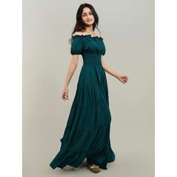 Zhitunemi Medieval Chemise Dress for Women in Deep Green