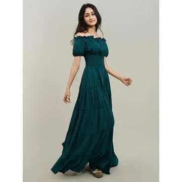Zhitunemi Medieval Chemise Dress for Women in Deep Green