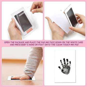 Outus Newborn Handprint and Footprint Paw Print Kit 4 Clean Touch Ink Pads 10 Imprint Cards Pet Inkless Hand and Feet Stamp for Dogs (Black, 4.9 × 3.14 Inch)