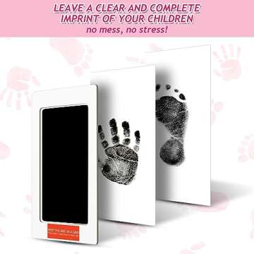 Outus Newborn Handprint and Footprint Paw Print Kit 4 Clean Touch Ink Pads 10 Imprint Cards Pet Inkless Hand and Feet Stamp for Dogs (Black, 4.9 × 3.14 Inch)