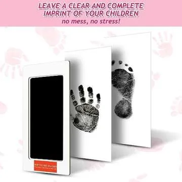 Outus Newborn Handprint and Footprint Paw Print Kit 4 Clean Touch Ink Pads 10 Imprint Cards Pet Inkless Hand and Feet Stamp for Dogs (Black, 4.9 × 3.14 Inch)