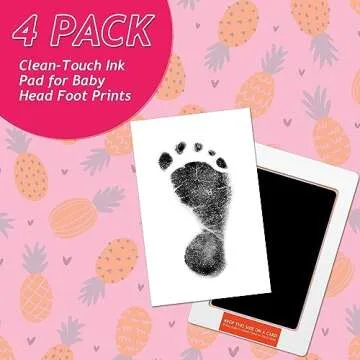 Outus Newborn Handprint and Footprint Paw Print Kit 4 Clean Touch Ink Pads 10 Imprint Cards Pet Inkless Hand and Feet Stamp for Dogs (Black, 4.9 × 3.14 Inch)