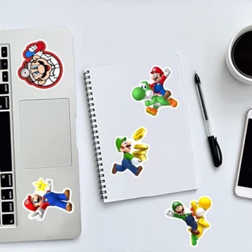 50pcs Mario Stickers Pack Cute Stickers for Kids Teens Adults Waterproof Vinyl Decals Japanese Anime...