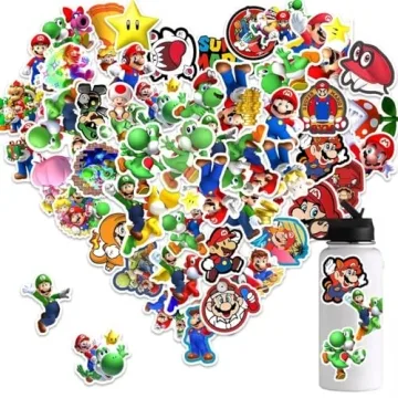 50pcs Mario Stickers for Kids Teens Adults Waterproof Vinyl