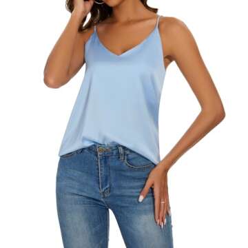 Miqieer Women's Silk V-Neck Camisole Tank Top
