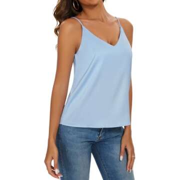 Miqieer Women's Silk V-Neck Camisole Tank Top