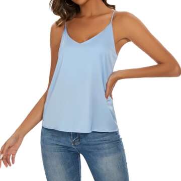Miqieer Women's Silk V-Neck Camisole Tank Top