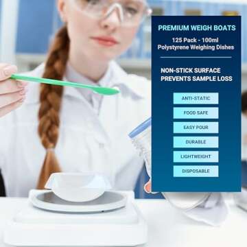 Weigh Boats Medium (100ml, 125 Pack) Disposable Plastic Trays for Scale, Anti-Static Square Tray Wei...