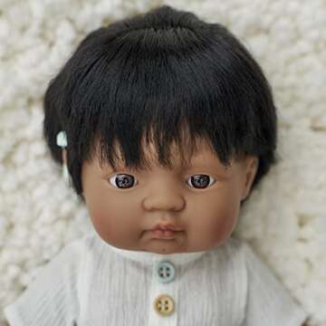 Miniland Doll 15'' Hispanic Boy with Hearing Implant (Polybag) - Made in Spain, Anatomically Correct, Quality, Inclusion