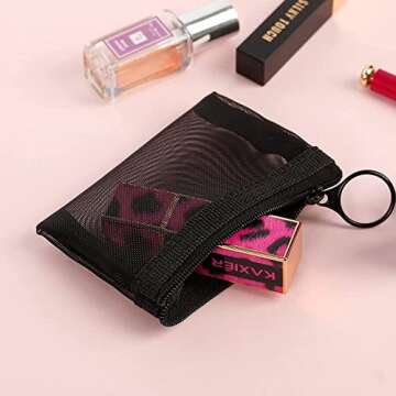 Patu Mini Zipper Mesh Bags, 3" x 4", Size XS / A8, 5 Pieces, Keychain Pouch Key Holder, Coin Purse, ...