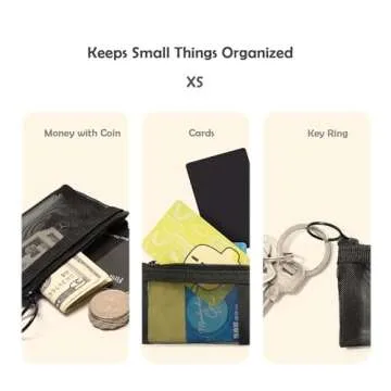 Patu Mini Zipper Mesh Bags, 3" x 4", Size XS / A8, 5 Pieces, Keychain Pouch Key Holder, Coin Purse, Clear Travel Kit Small Item Cosmetic Organizer, Black